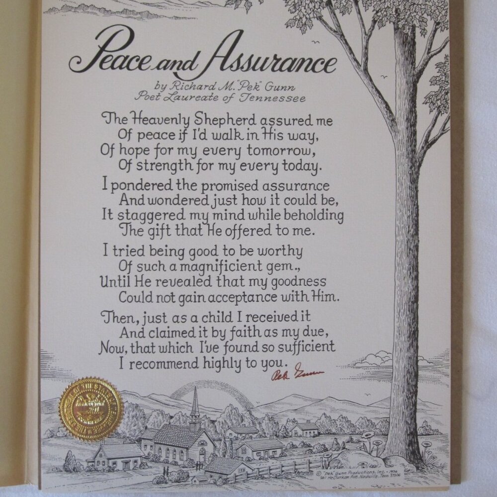 1974 Richard "Pek" Gunn 12"x16" Print: Peace & Assurance- Signed w/ orig. Sleeve